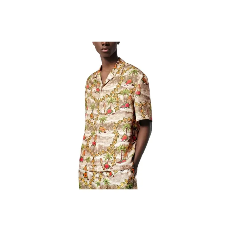 LOUIS VUITTON Monogram Short Sleeved Silk Shirt-3