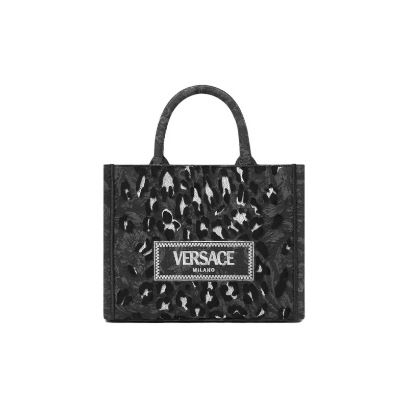 VERSACE Nylon Tote Bag Shopping Bag Shoulder Bag Crossbody Bag Handbag Small Size Women's Black-0