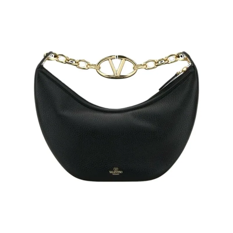 Valentino Vlogo Moon Leather Shoulder Bag Crossbody Bag Handbag Small Size Women's Black-2