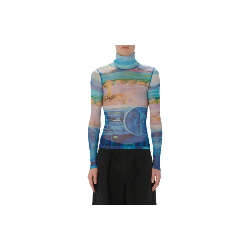 JW Anderson Graphic Printed Sheer Turtleneck T Shirt-1