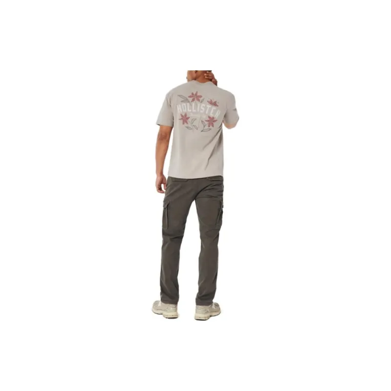 Hollister T-Shirts Men Brown Yellow-3