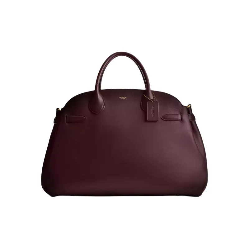 COACH Empire Natural Grain Leather Shoulder Bag, Crossbody Bag, Handbag Large Size Women's Merlot Red-0