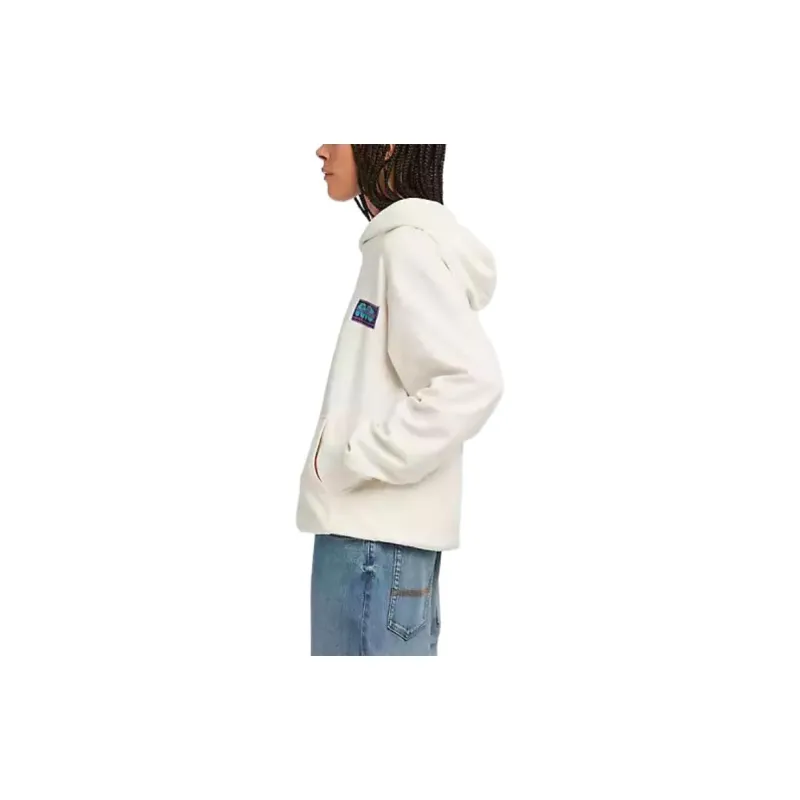 Timberland Globe Logo Textured Hoodie Sweatshirt Unisex White-3