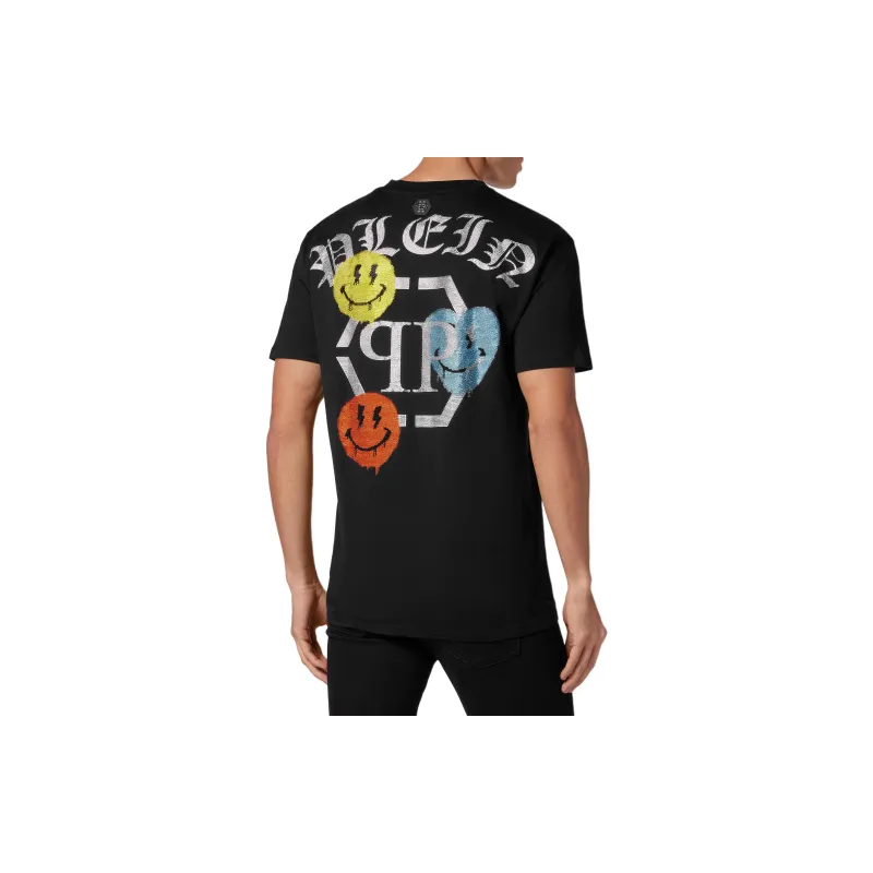 PHILIPP PLEIN Rhinestone logo Cotton T shirt-3
