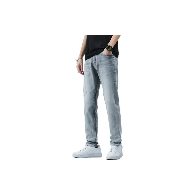 FAIRWHALE Jeans Men's Gray White-4