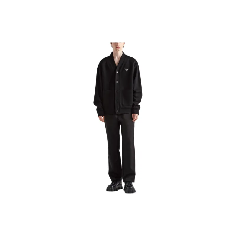 PRADA V Neck Button Up Sweashirt-1