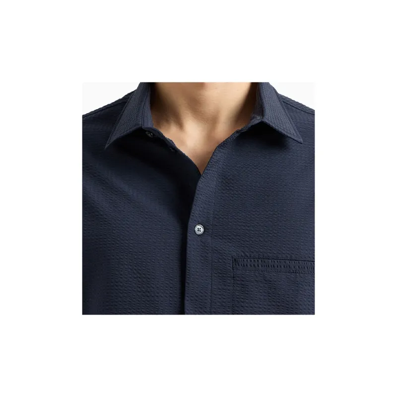 EMPORIO ARMANI Short sleeved Oversized Shirt In Technical Seersucker-3