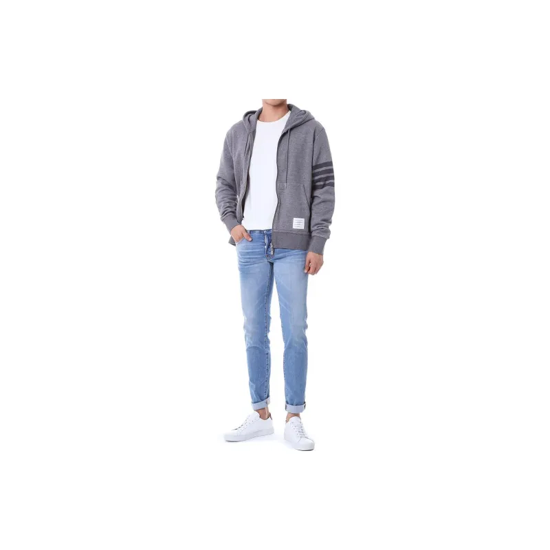 THOM BROWNE Tonal 4-Bar Hooded Jacket-7