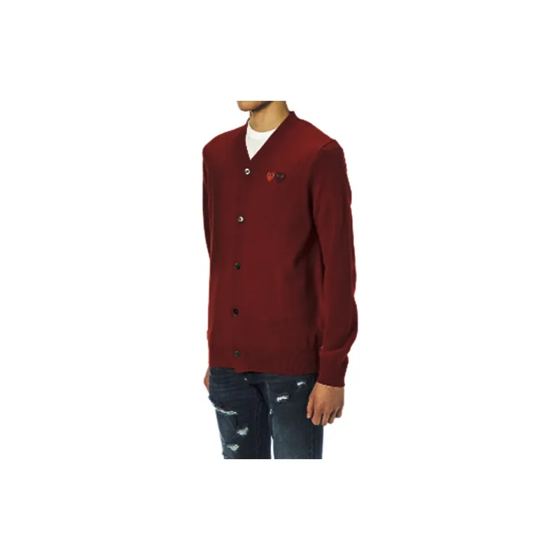 CDG Play Sweater Men's Burgundy Red-2