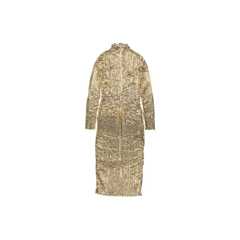Burberry Long-Sleeved Dresses Women's Gold-1