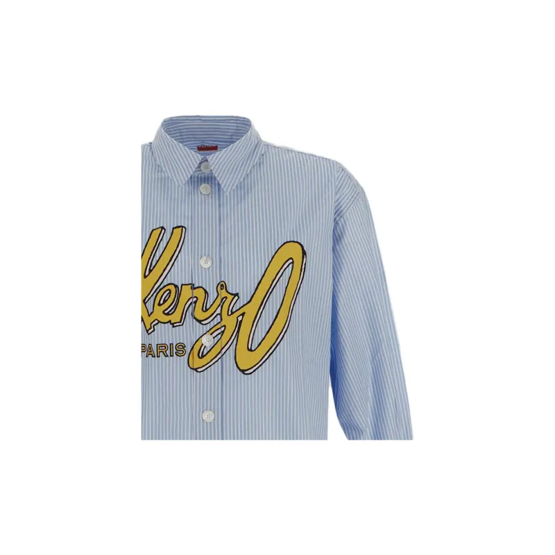 KENZO Logo print Striped Cotton Shirt-6