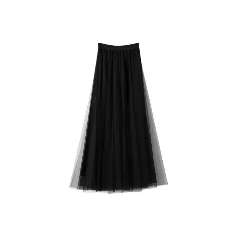 Late White Casual Long Skirts Women's Black-3