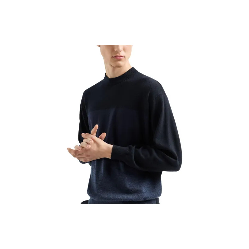 EMPORIO ARMANI Virgin Wool Jumper With Oversized Colour block Stripes-1
