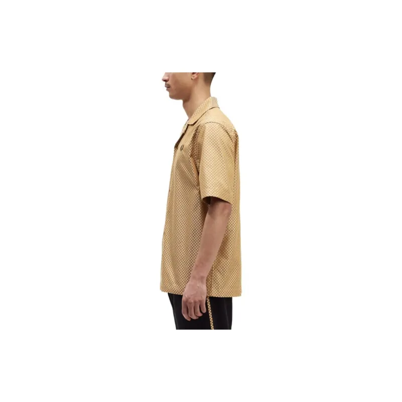 FRED PERRY Chequerboard Revere Collar Shirt Shirt Men's Khaki-3