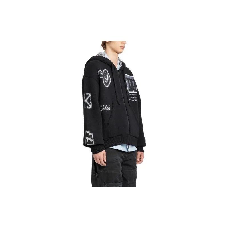 OFF-WHITE Zip-Up Drawstring Hoodie-3