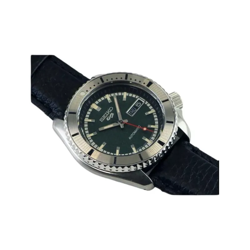 SEIKO Mechanical Movement Cowhide Strap Watch Men's Watch Green Dial-4