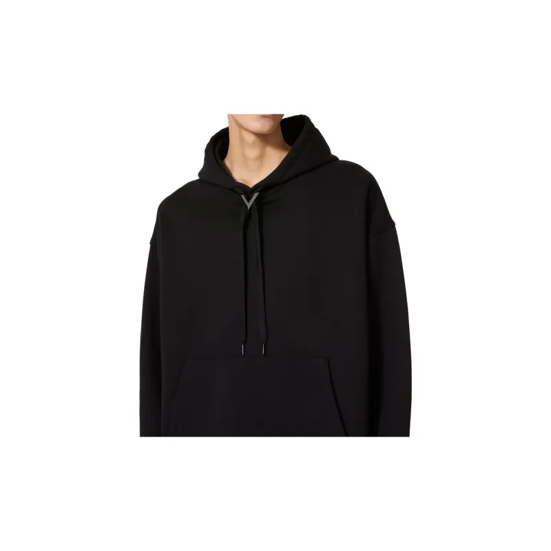 Valentino Garavani Logo Plaque Drawstring Hoodie-4