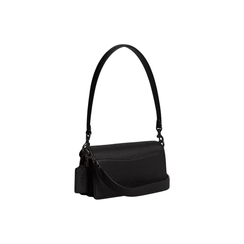 COACH Tabby Polished Pebble Leather Portable Crossbody Bag, Shoulder Bag Trumpets Women's Black-1