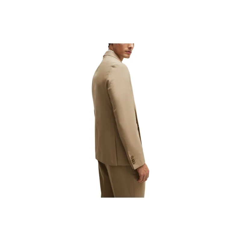 HUGO BOSS Double-Breasted Slim-Fit Suit In Virgin Wool Business Suits Men's Umber-4