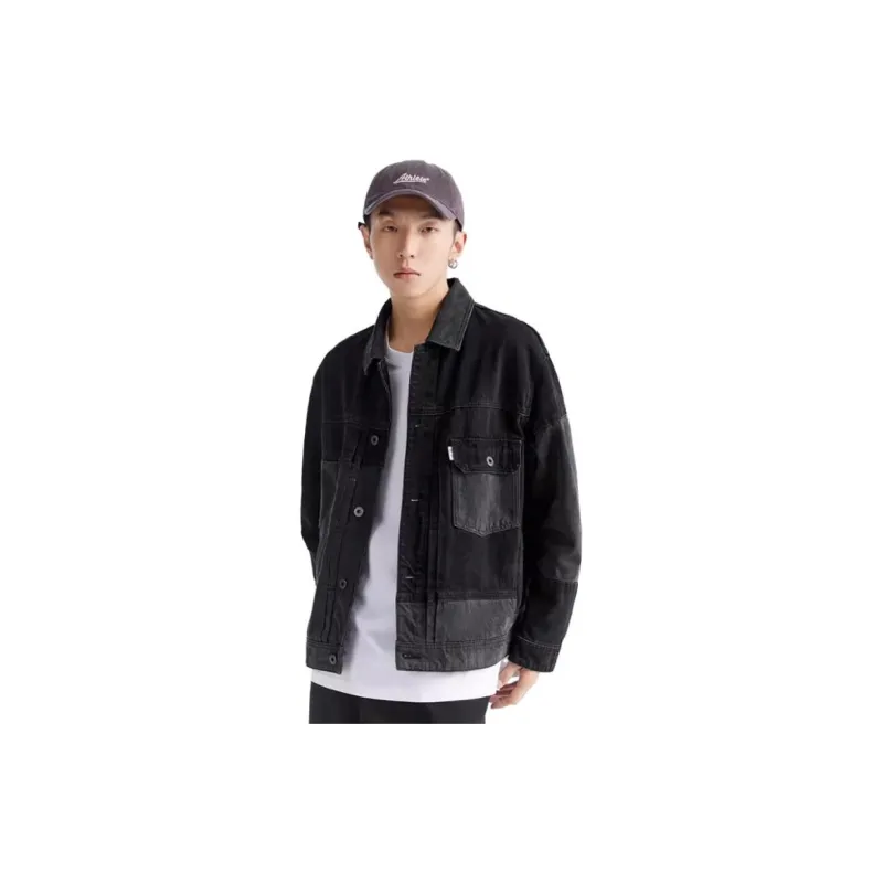 PEACEBIRD MEN Denim Jacket Unisex Black-4