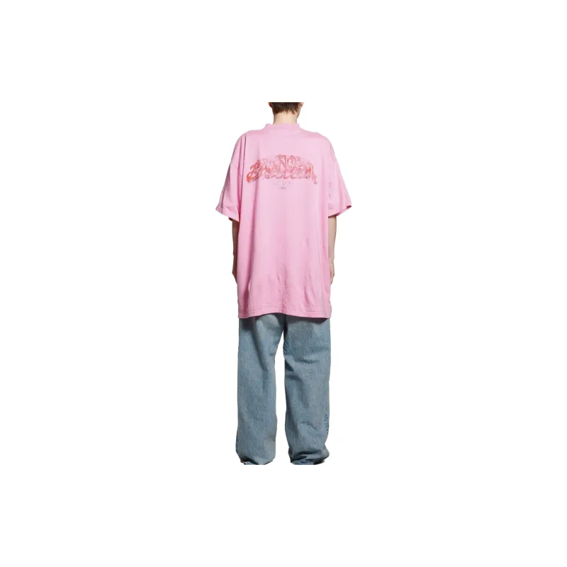 Balenciaga SS23 T Shirt Loose Fit Style Unisex Pink-3