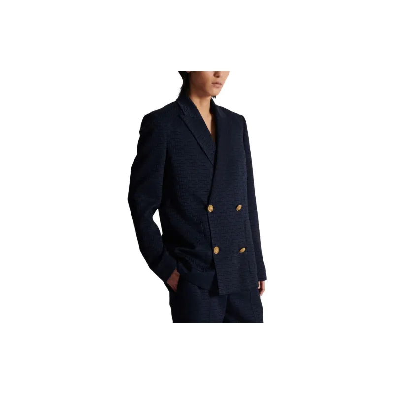 BALMAIN PB monogram Satin Blazer-4
