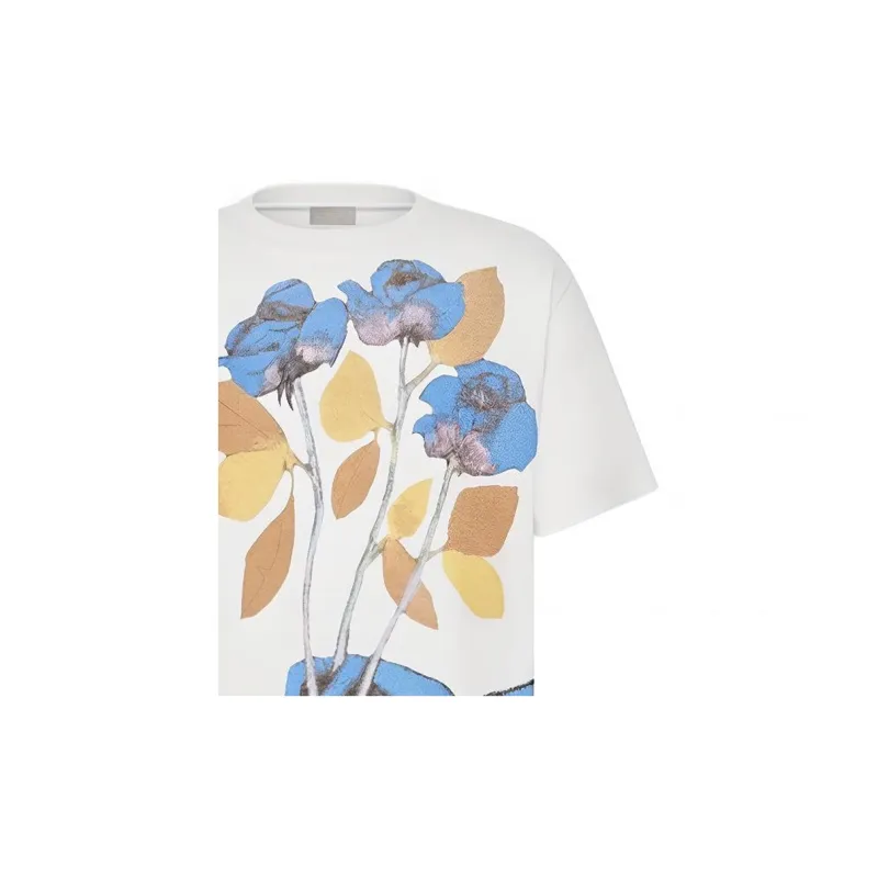DIOR And Alex Foxton Printing Short Sleeve T-shirt White-5
