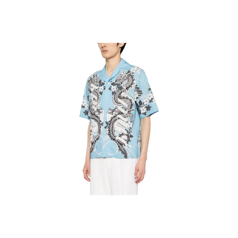 AMIRI Dragon Printed Short Sleeved Bowling Shirt-3