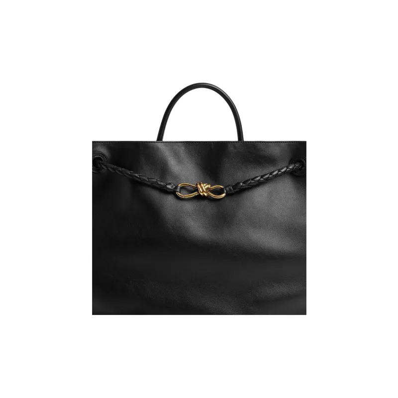 Bottega Veneta Andiamo Series Silky Cow Leather Shoulder Bag Crossbody Bag Handbag Large Size Women's Black-4