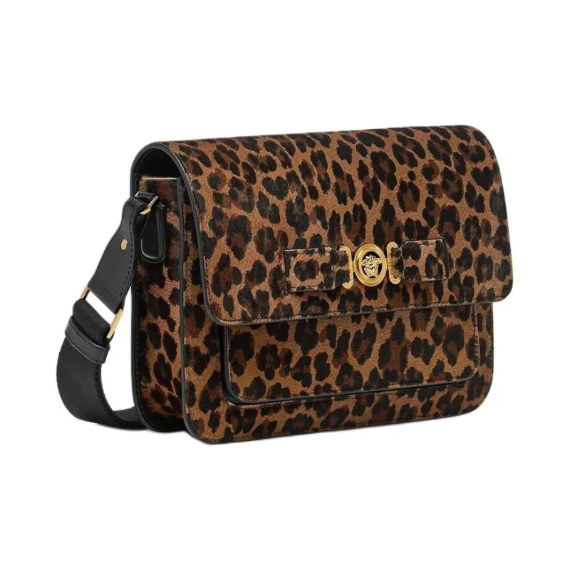 VERSACE Cow Hair Messenger Bag Shoulder Bag Crossbody Bag Regular Men's Leopard Print-1