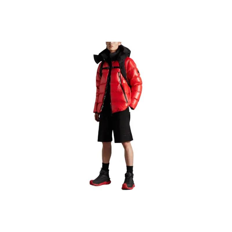 Moncler FW22 Solid Color Hooded Down Jacket Men's Red-2
