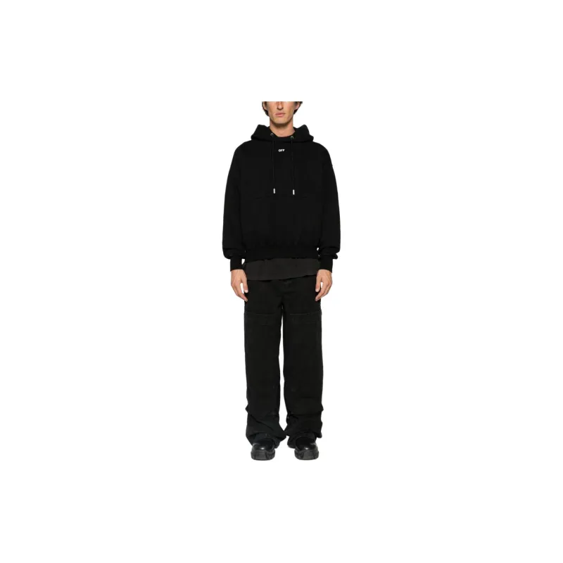 OFF-WHITE Logo Embroidered Drawstring Hoodie-1