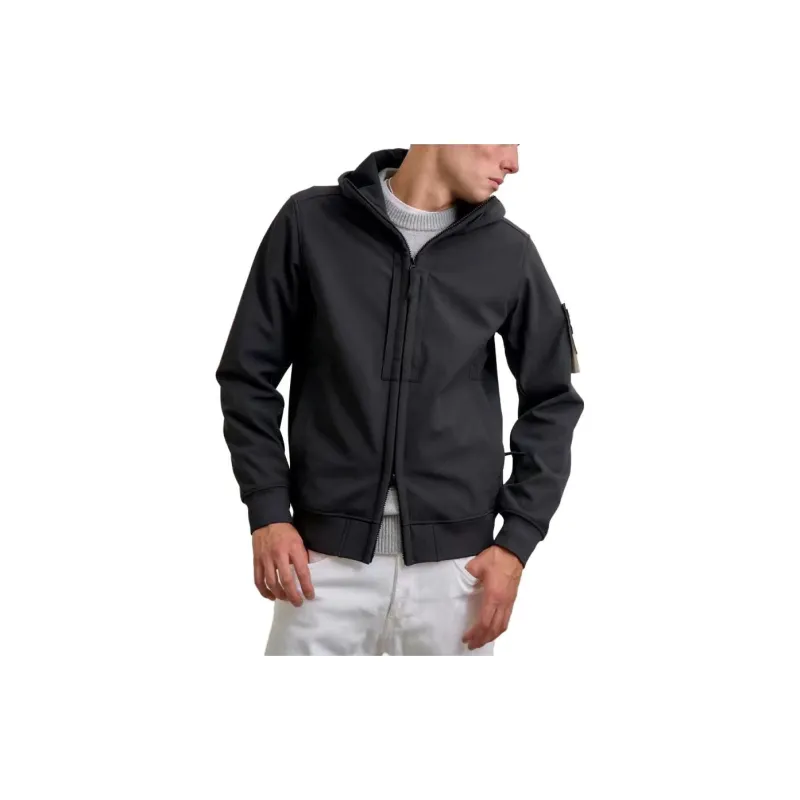 STONE ISLAND Logo Patch Zipped Hooded Jacket-3
