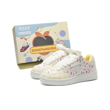 Anime story Skateboard Shoes Women's Low Top Fresh Look White Yellow