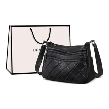 COMELY Cow Leather With Synthetic Leather Shoulder Bag, Crossbody Bag Regular Women's Black