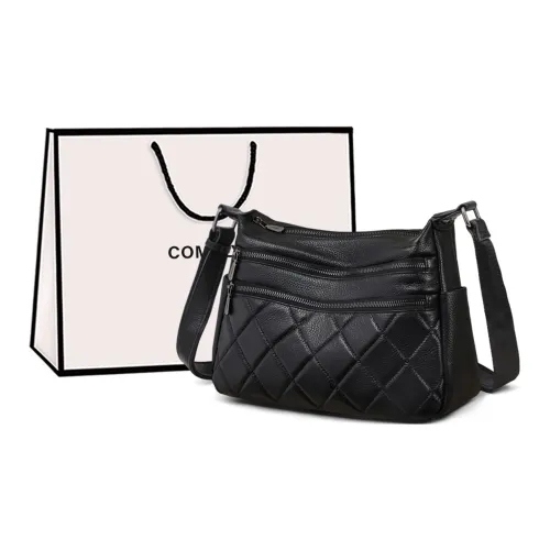COMELY Cow Leather With Synthetic Leather Shoulder Bag, Crossbody Bag Regular Women's Black