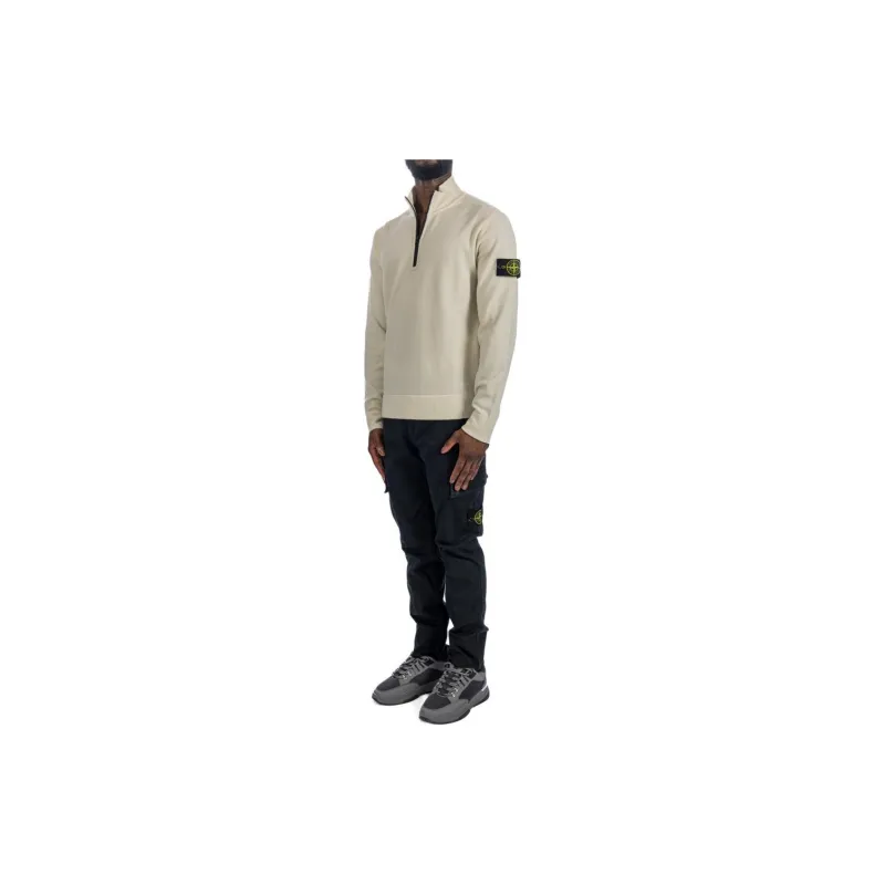 STONE ISLAND Logo Patch Half Zipped Jumper-4