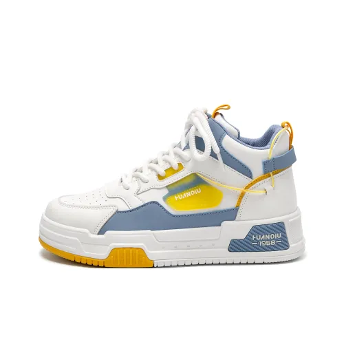 HUANQIU Casual Shoes Men High-Top White/Blue Yellow