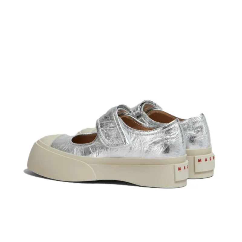 MARNI Mary Jane Metallic Wrinkled Sneakers Women's-2