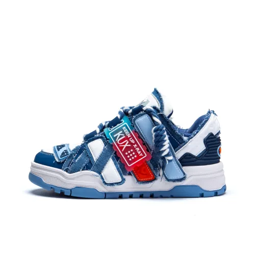 KUX Denim Mini Puffy Wear Resistant Height Increasing Low Top Skateboard Shoes Unisex