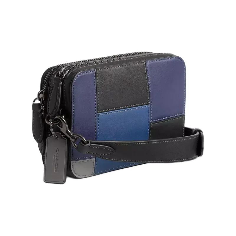 COACH Charter Smooth Leather Shoulder Bag, Crossbody Bag Trumpets Women's Black & Blue-1