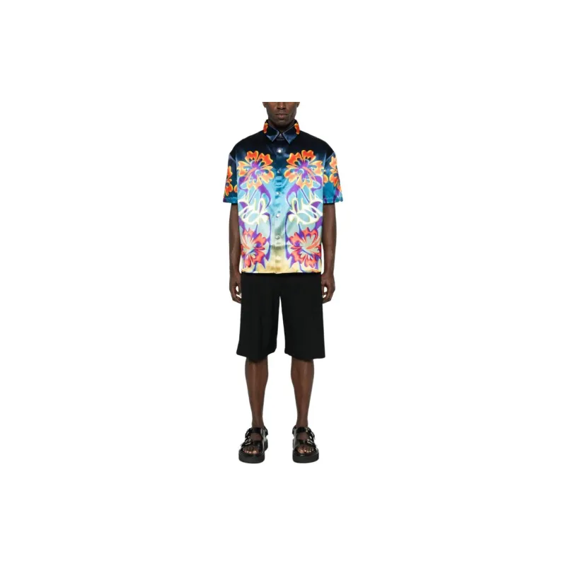 BLUEMARBLE Studded Hibiscus Short Sleeve Shirt-1