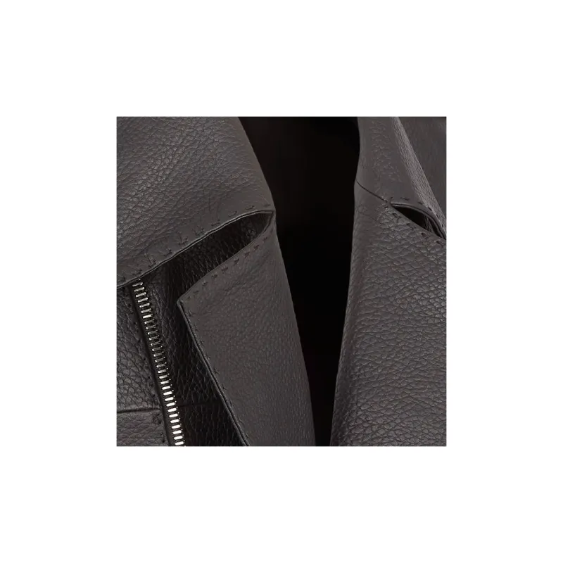 FENDI Leather Jackets Men Black-2