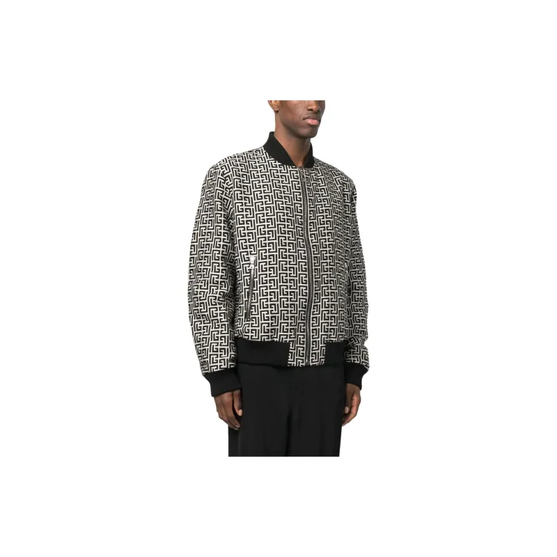 BALMAIN Monogram-pattern Reversible Bomber Jacket-3