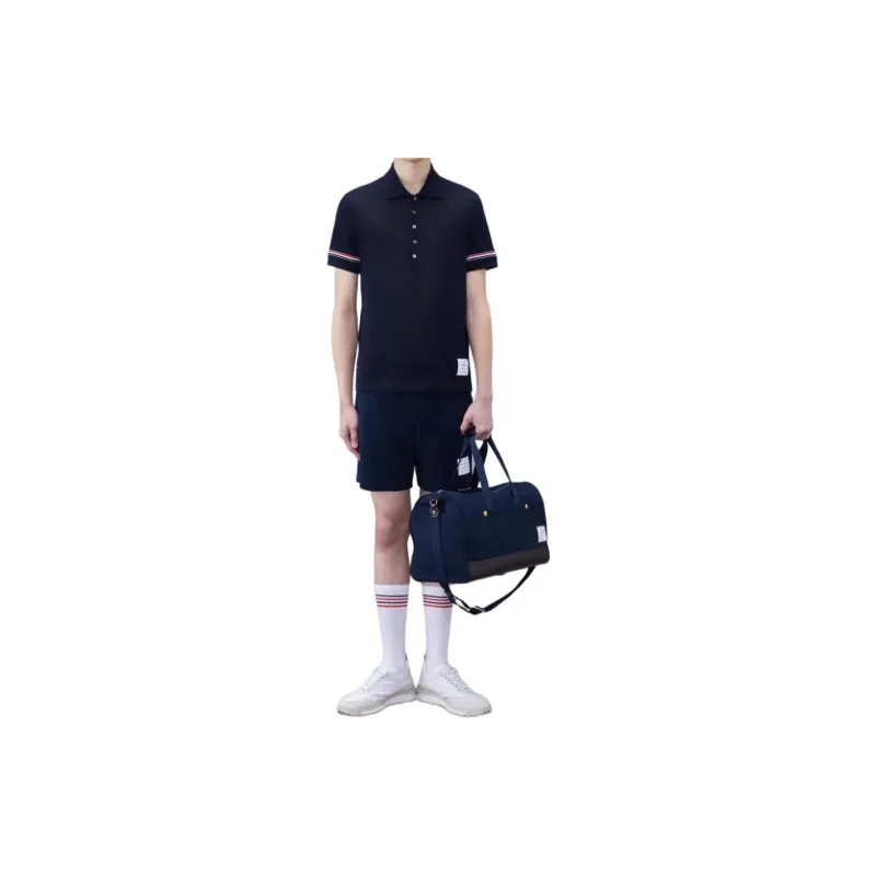 THOM BROWNE Rwb Striped Short Sleeved Polo Shirt-3