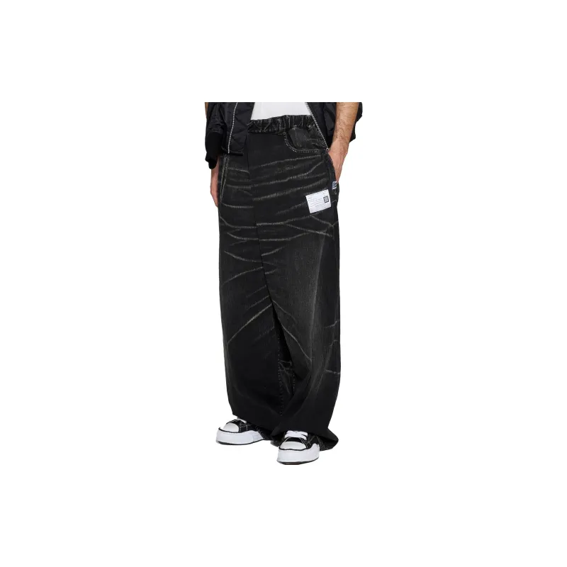 Maison Mihara Yasuhiro Off centre Whiskered Wide leg Jeans-3