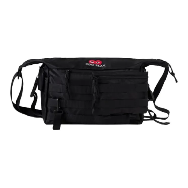 CDG Play Oxford Messenger Bag Crossbody Bag Shoulder Bag Medium Size Unisex Black-0