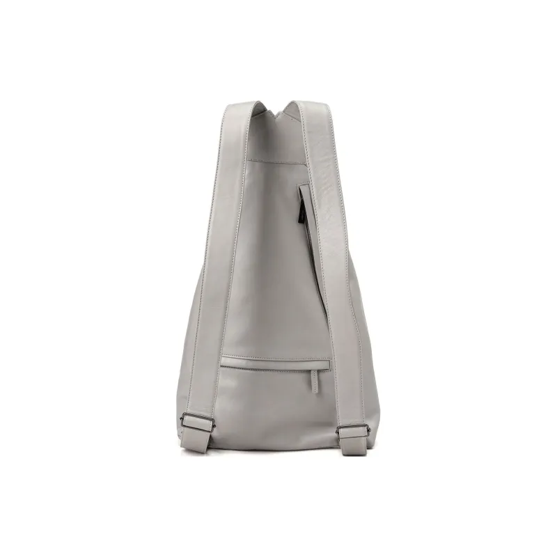 Yohji Yamamoto Cow Leather Backpack Large Size Unisex Silver Gray-3