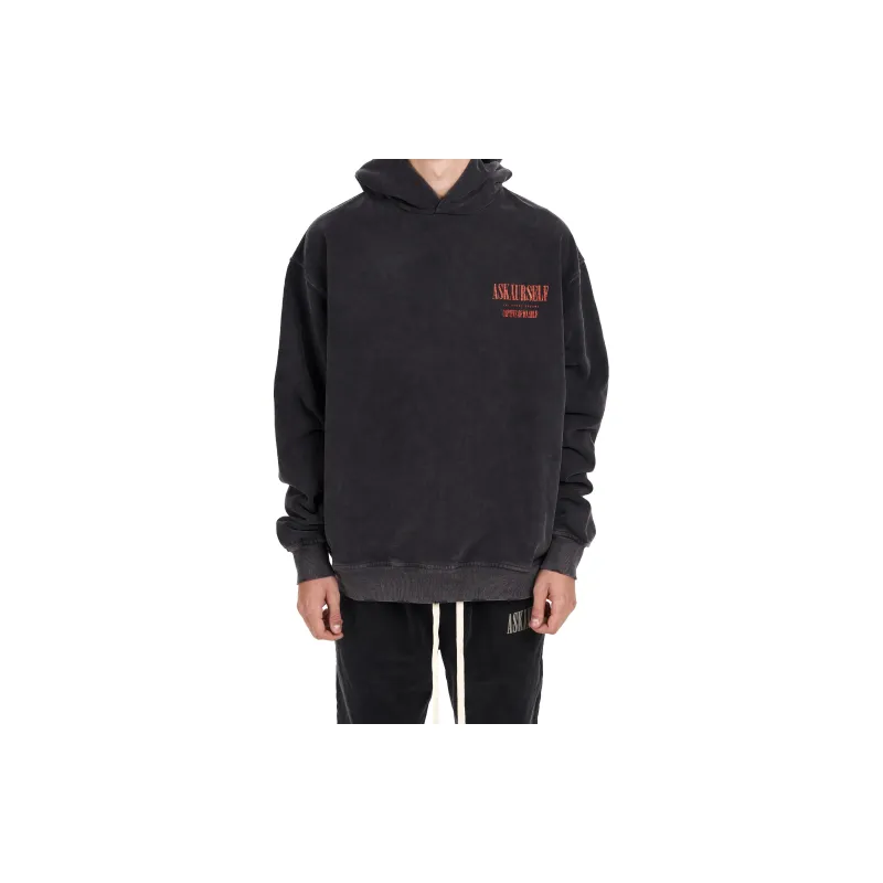 Askyurself Hoodie Unisex Washed Black-3