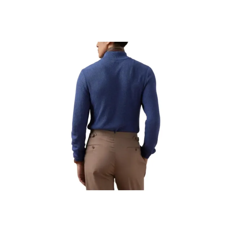 Polo Ralph Lauren SS24 Textured Silk-Cotton Quarter-Zip Sweater Sweater Men's Blue-2